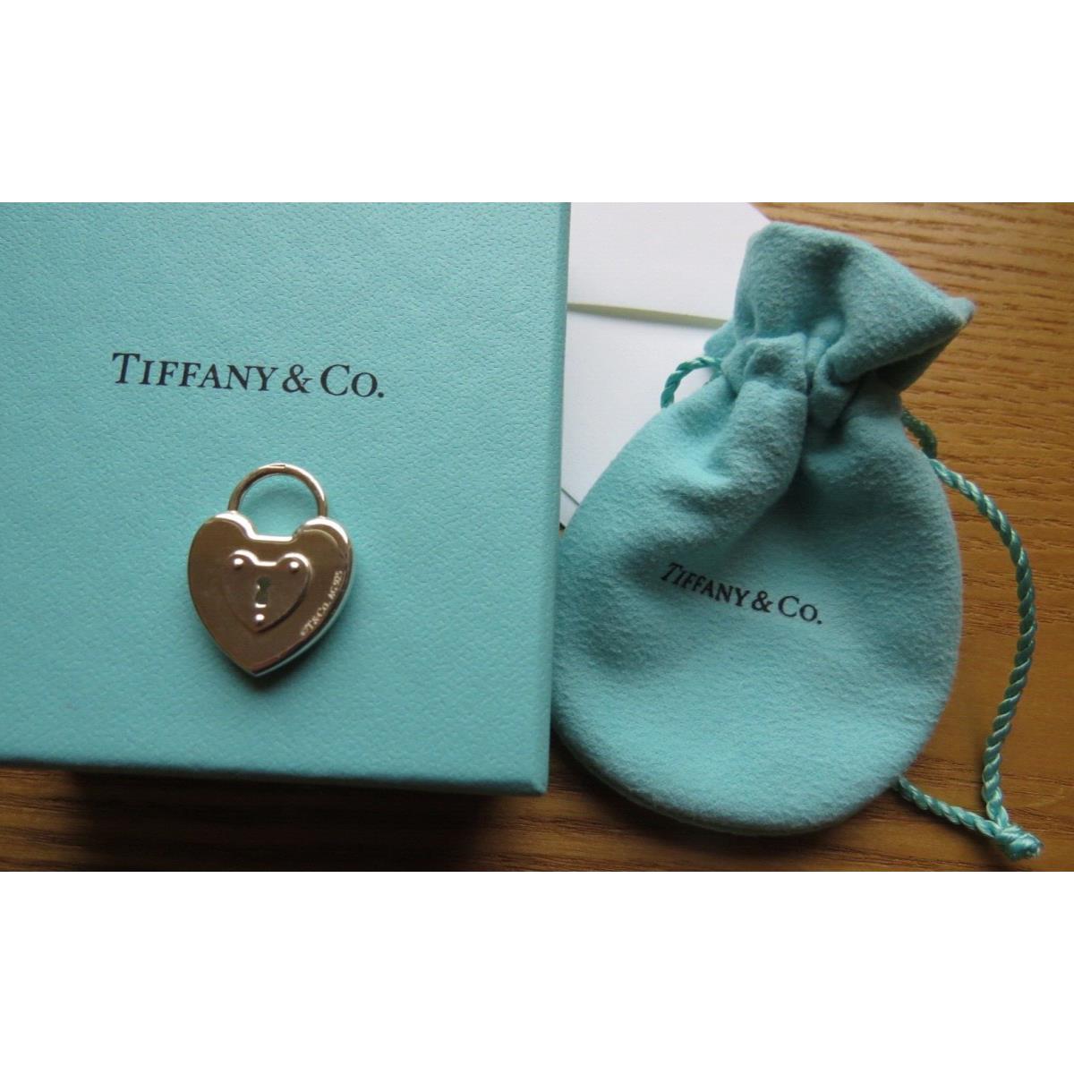 Tiffany CO Sterling Double Heart Lock Charm W/orig Box Pouch Ribbon Card