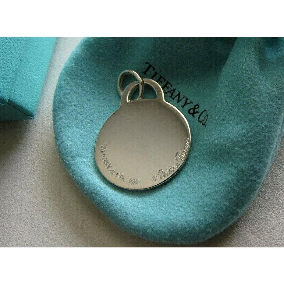 Tiffany CO Sterling Silver Paloma Picasso Round Tag Fob Charm W/box Etc