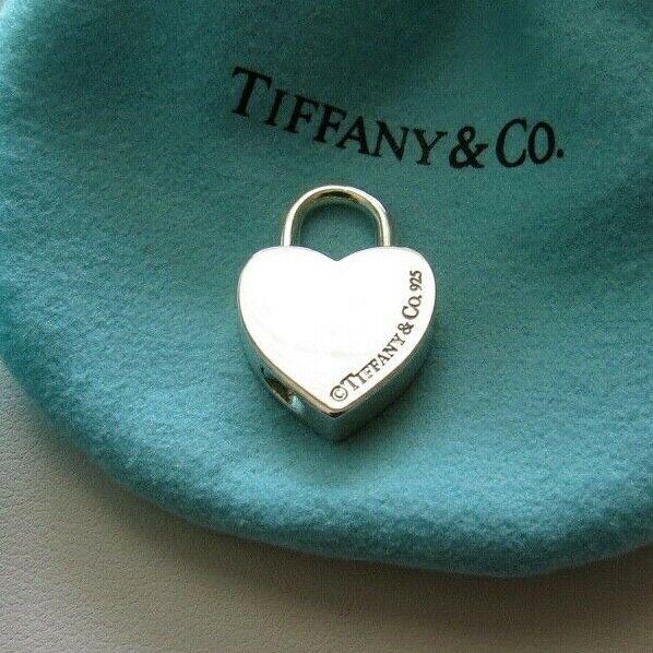 Vintage But Tiffany CO Written IN Script Sterling Silver Heart Lock Charm