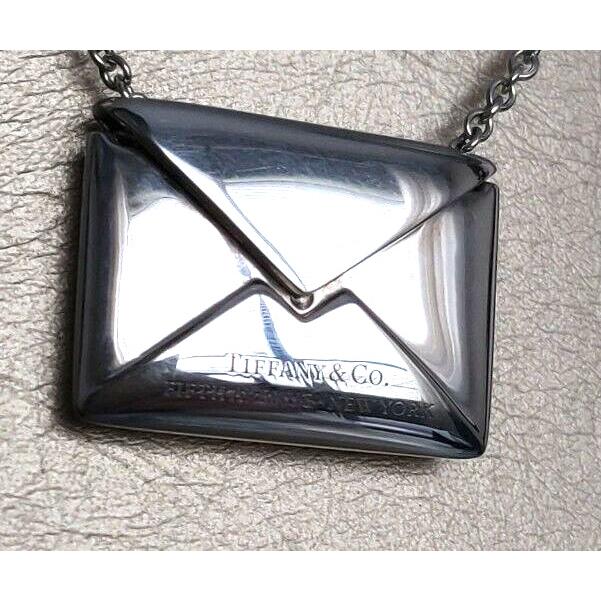 Tiffany Co Silver Envelope Engravable Letter on Chain Necklace 18 Rare