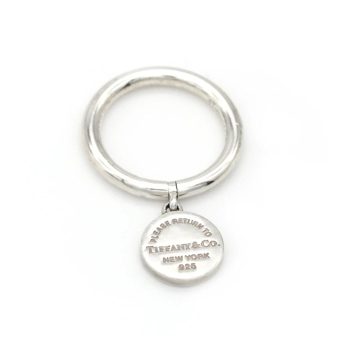 Tiffany Co. Tag Charm Sterling Silver Return To Tiffany Dangle Round Ring - 6