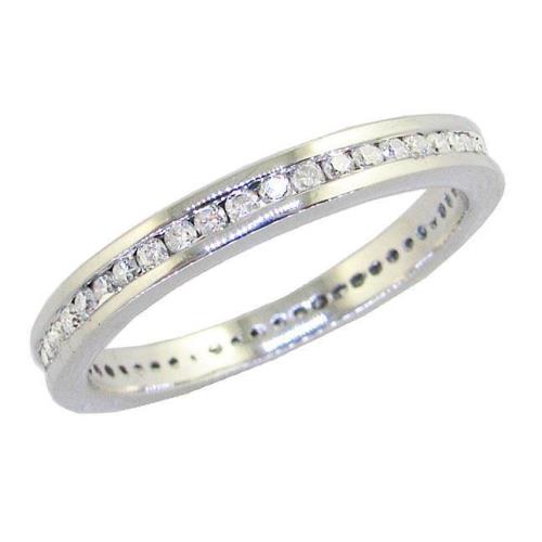 Tiffany & Co. I2 G 0.52 Ct 14K White Gold Eternity Anniversary Round Cut Diamond Ring RS 5.5
