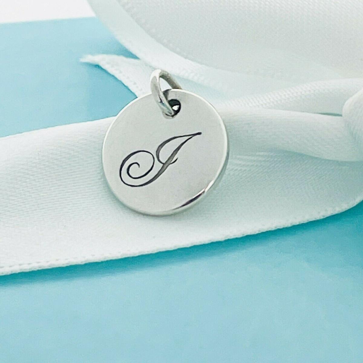 Tiffany Silver Letter J Alphabet Initial Round Circle Notes Charm Pendant