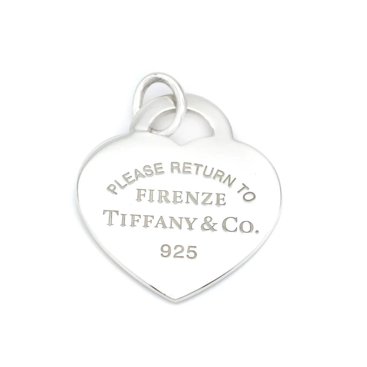 Tiffany Co. `return To Firenze` Italy Heart Charm Silver 925 Pendant Jumbo XL