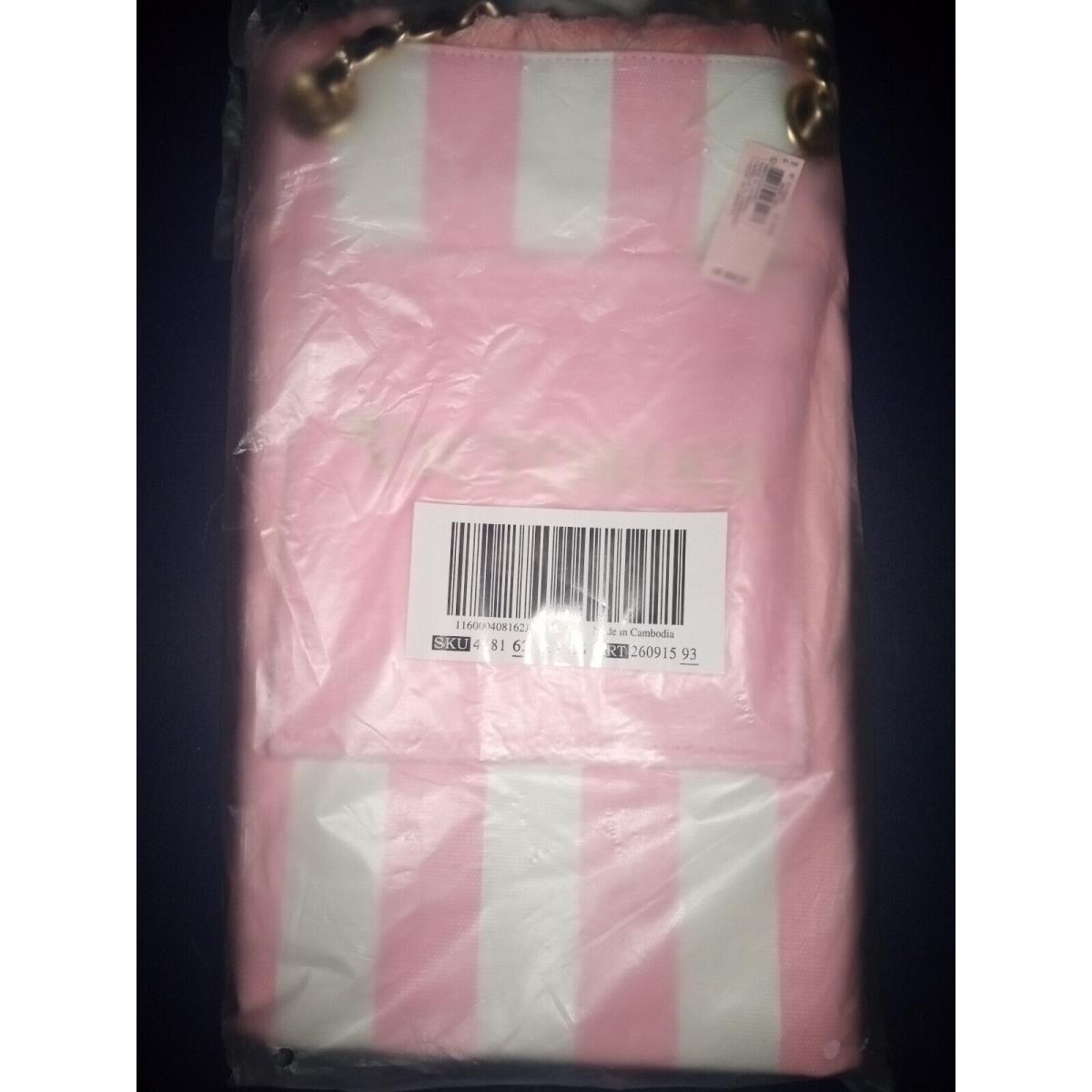 Victoria`s Secret Pink White Tote with Black Gold Chain Handle