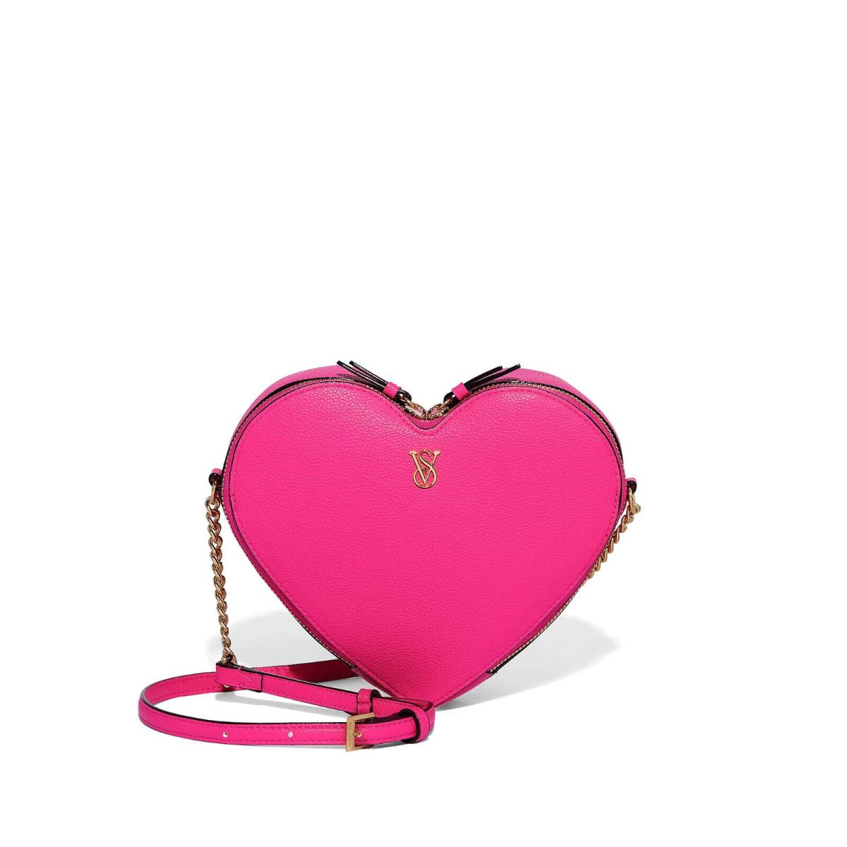 Victoria`s Secret Small Pink Leather Heart Crossbody Bag