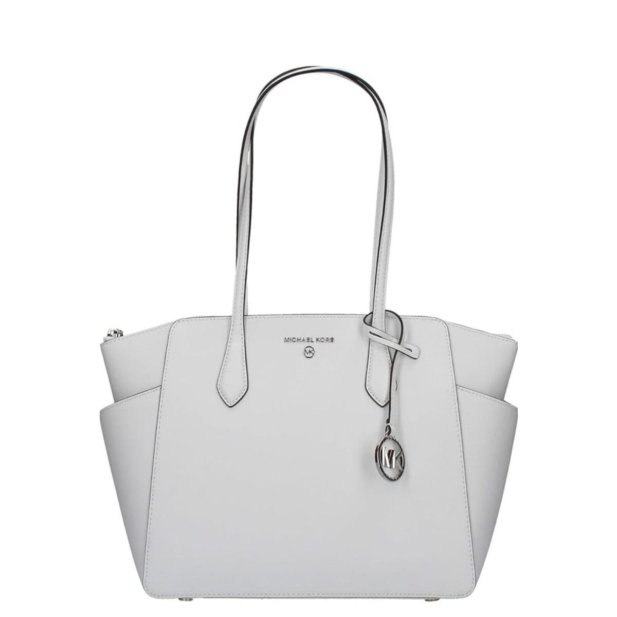 Michael Kors Marilyn Medium Top Zip Tote White / Silver