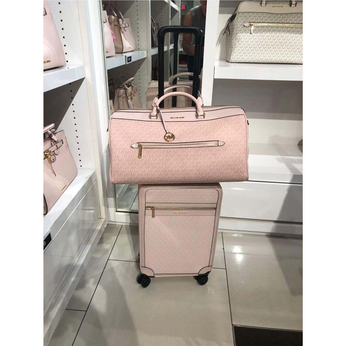 Michael Kors Travel Trolley Suitcase Duffle Luggage Bag Vacation Plane Train MK PINK MK SIGNATURE