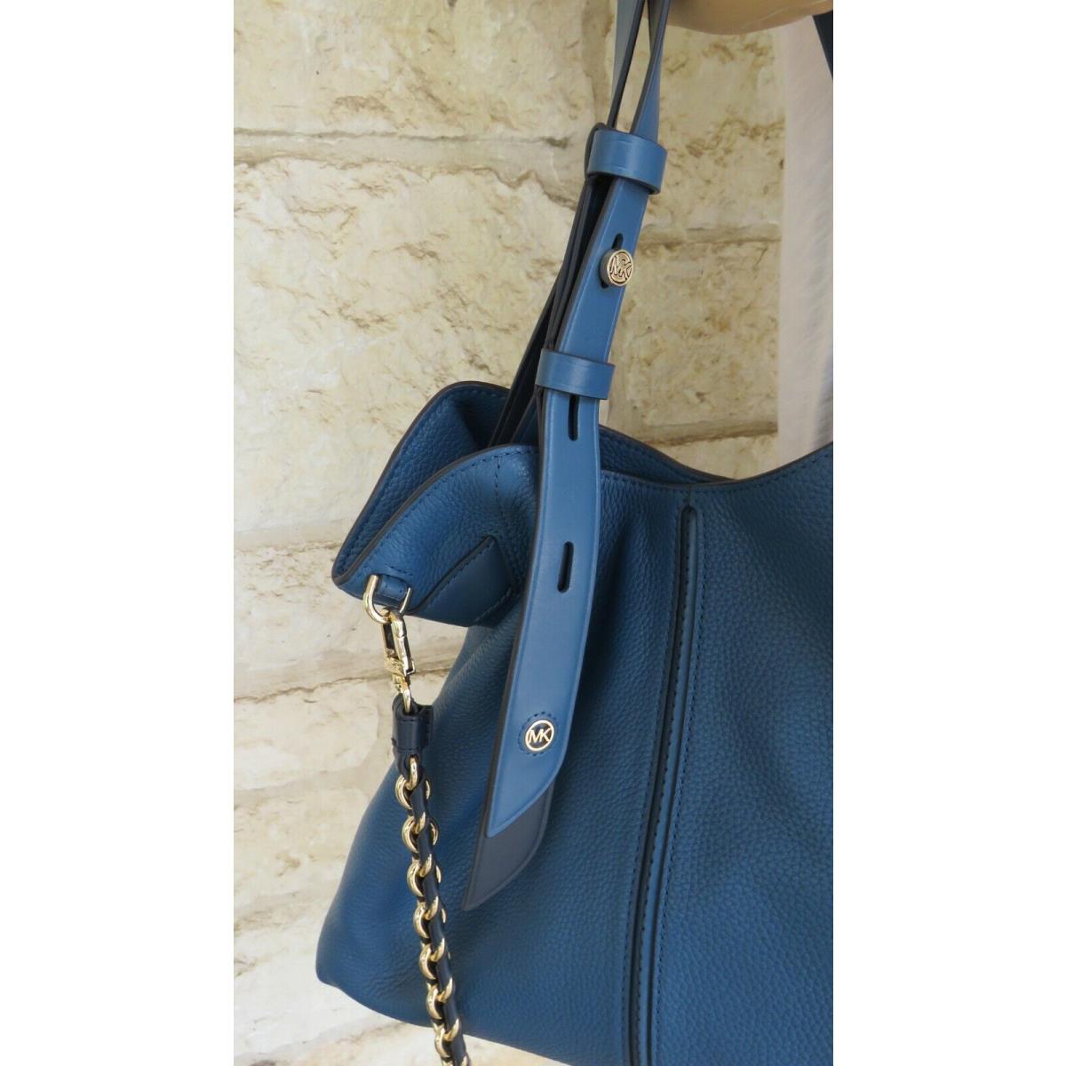 Michael Kors Downtown Astor Leather Shoulder Bag or Bag+wallet Blue Chambray Bag+Wallet/wristlet Set Leather Continental zip