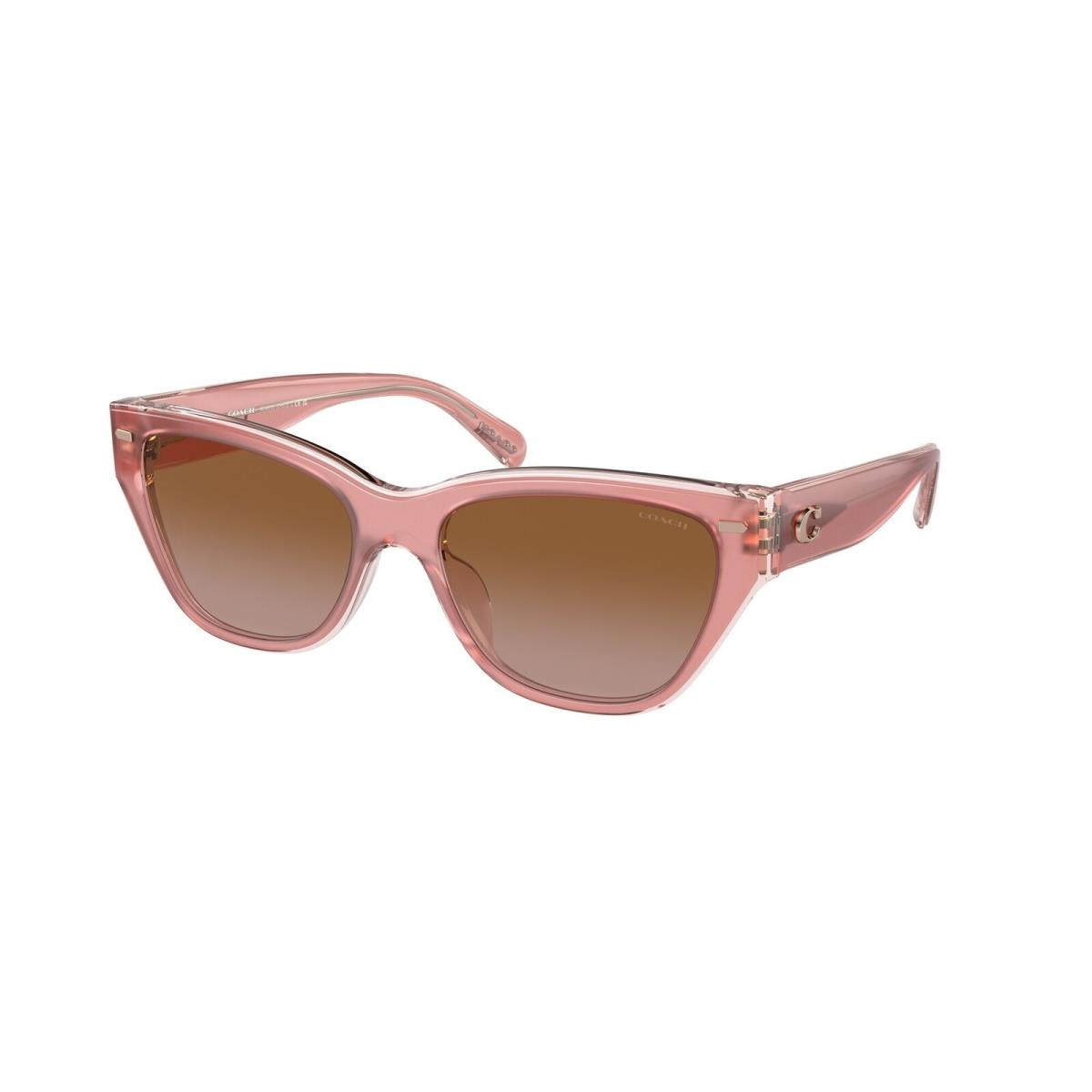 Coach HC8370U 574313 Milky Pink Trans Pink Brown Grad 54 Women`s Sunglasses