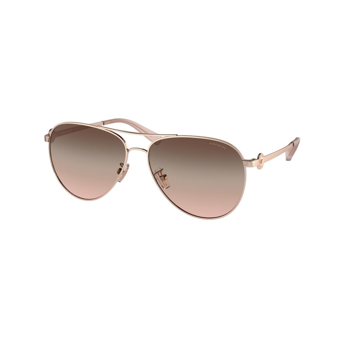 Coach HC7128 9331U8 Shiny Rose Gold Brown Pink Gradient 58 mm Women`s Sunglasses