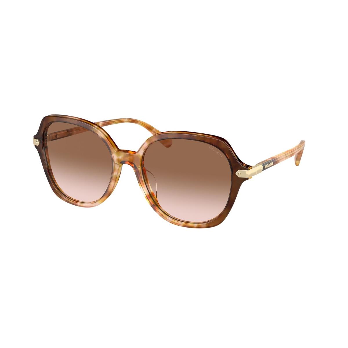 Coach HC8377U 57753C Cl925 Caramel Tortoise Brown Pink 55 mm Women`s Sunglasses