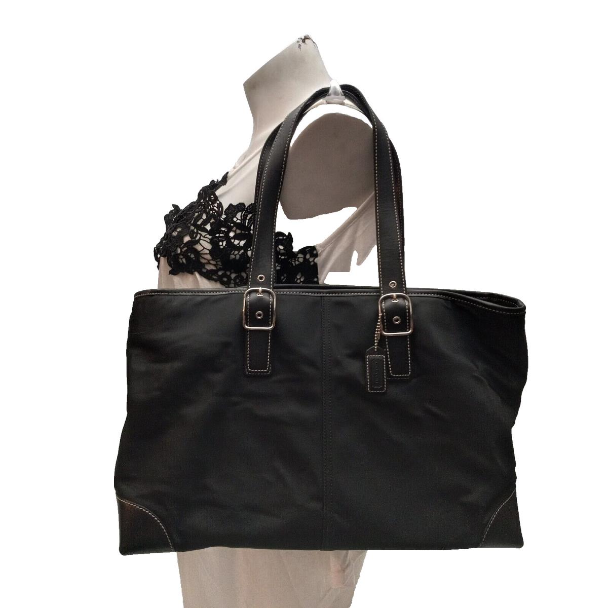 Coach Black Nylon Leather Trim Tote/shopper 5150