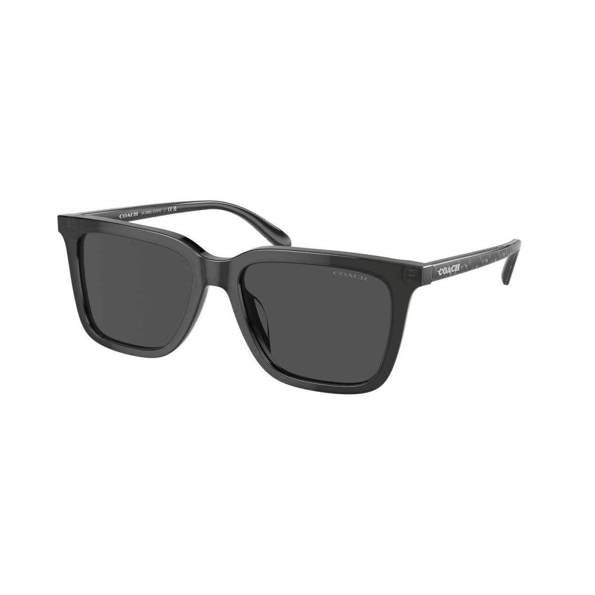 Coach HC8385U 579387 Cl910 Transparent Dark Grey Grey Solid 54mm Mens Sunglasses