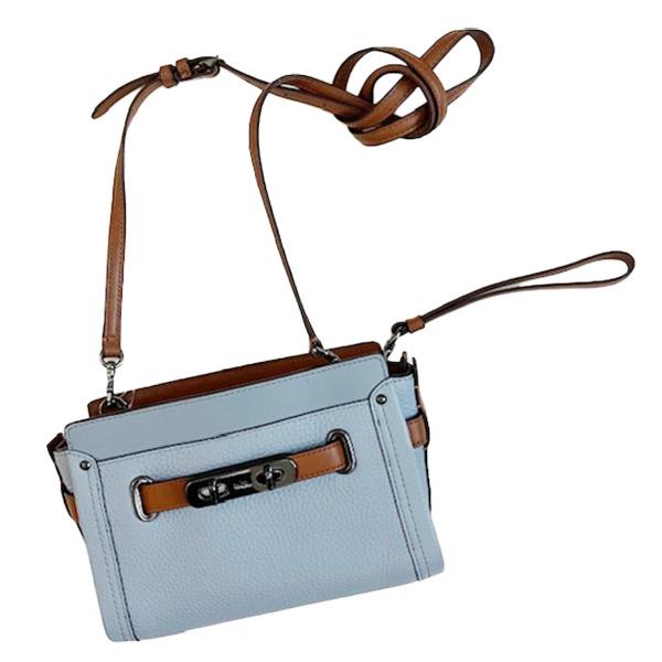 Coach Swagger Wristlet Crossbody 53032 in Pebble Leather Lt Blue