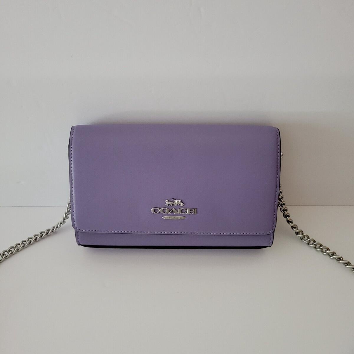 Coach CP034 Small Flap Crossbody Handbag Light Violet Smooth Leather