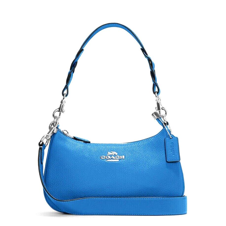 Coach CJ590 Teri Shoulder Bag in Signature Canvas Leather Khaki/blue
