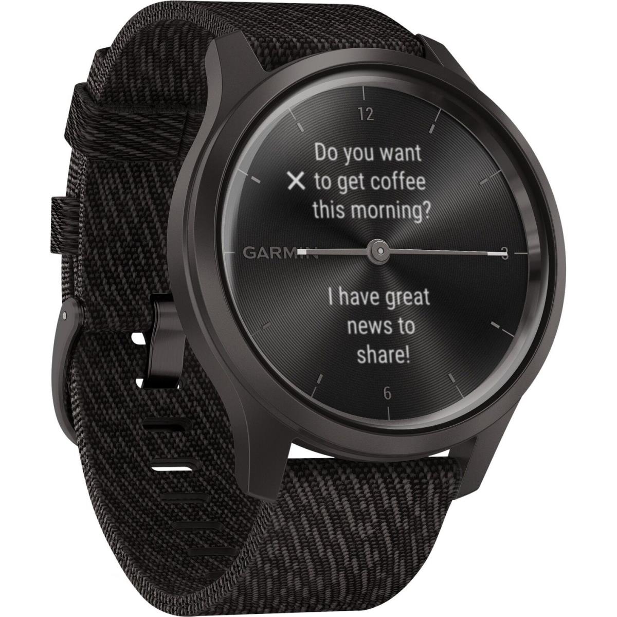 Garmin Vivomove Style Black Pepper Nylon with Slate Hardware