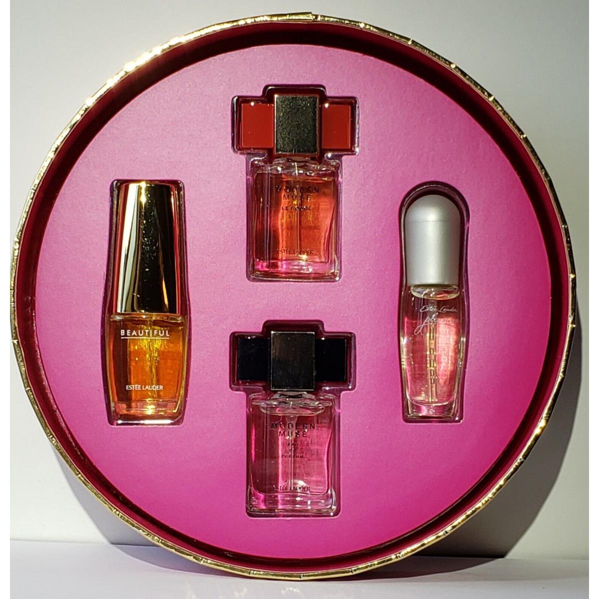 Estee Lauder 4 Piece Fragrance Treasures Spray Perfume Set Edp`s 0.14+ 0.16 oz