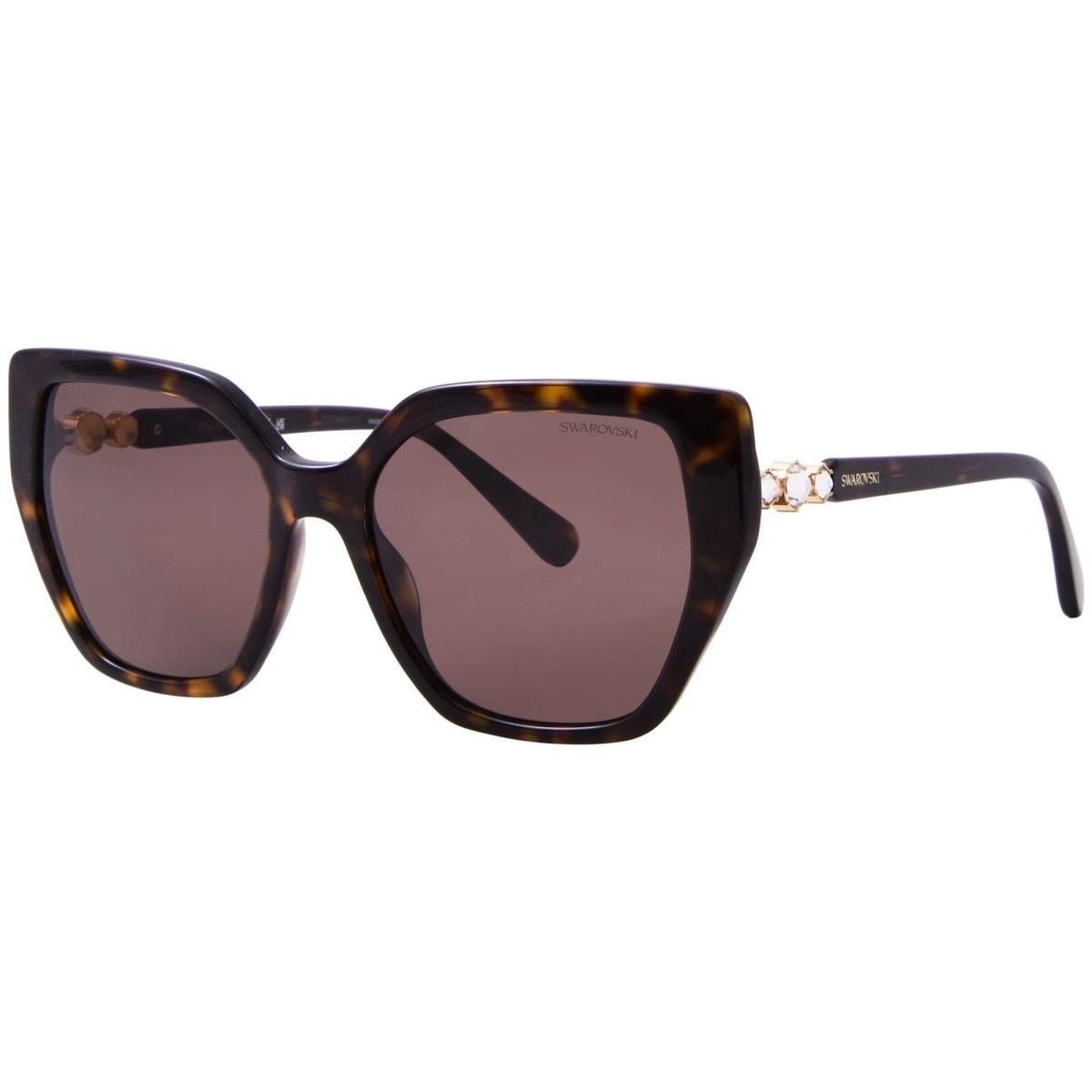 Swarovski SK6016 100273 Sunglasses Women`s Dark Havana/dark Brown Cat Eye 56mm