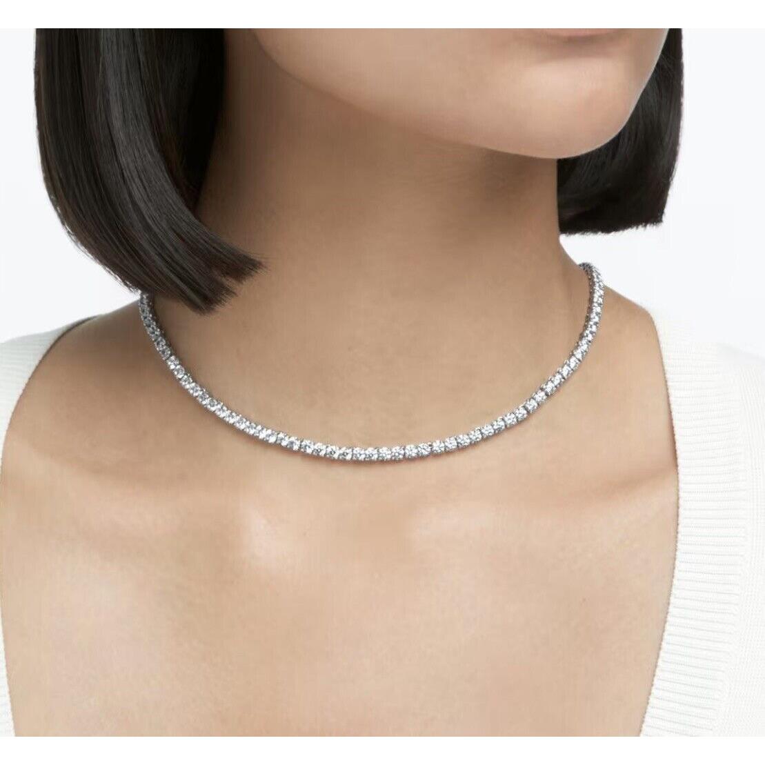 Swarovski Tennis Deluxe Necklace Round Cut White Rhodium Plated