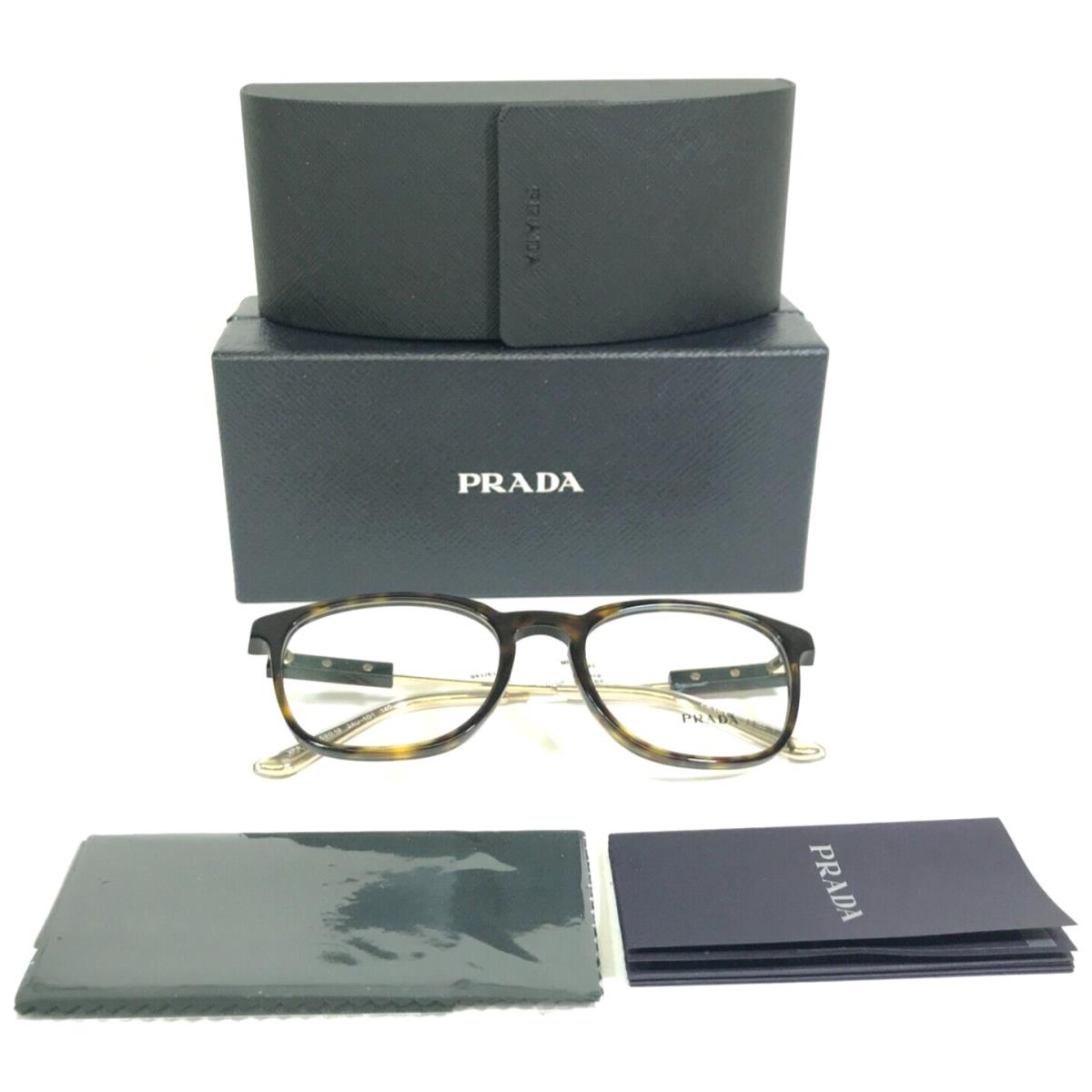 Prada Eyeglasses Frames Vpr 19Z 2AU-1O1 Tortoise Gold Square Full Rim 53-19-140