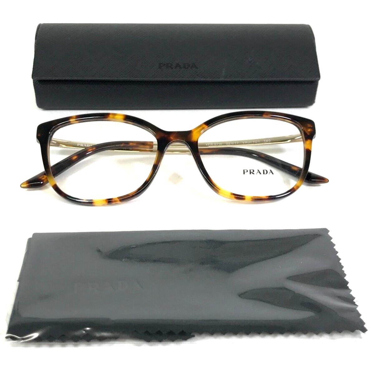 Prada Eyeglasses Frames Vpr 07W VAU-1O1 Brown Tortoise Gold Cat Eye 52-17-140