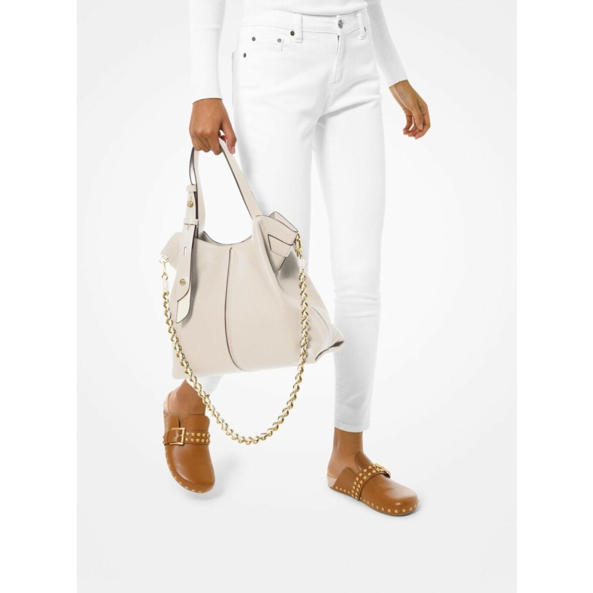 Michael Kors Downtown Astor Large Shoulder Bag Chain Cream/tan Multi Cha