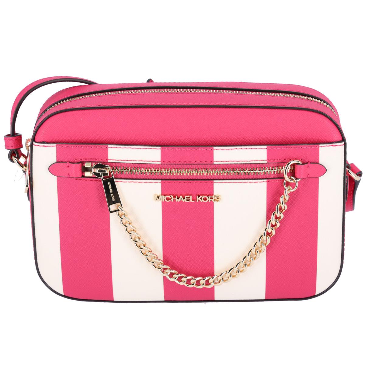 Michael Kors Jet Set Chain East West Large Crossbody Electric Pink Multi Stripe