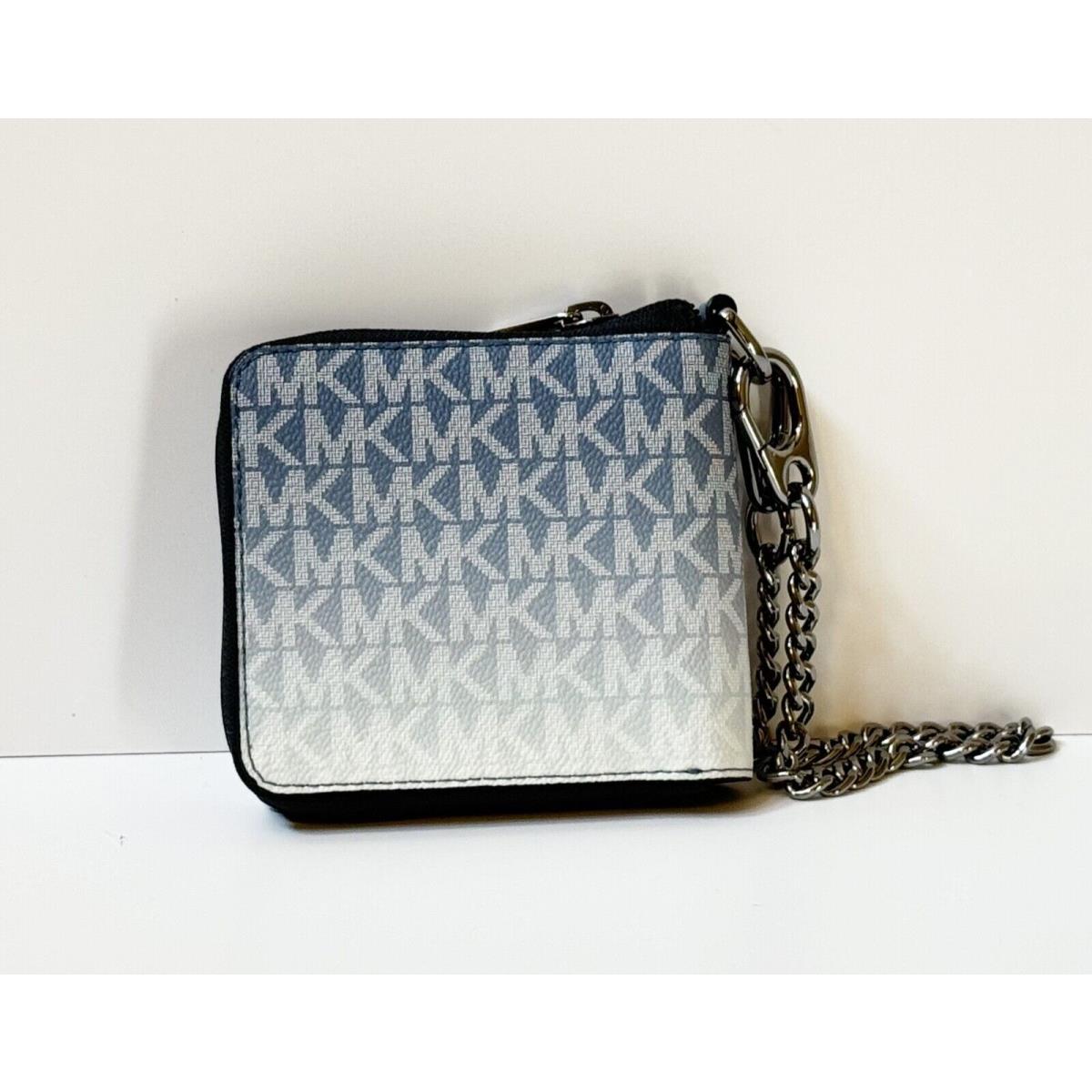 Michael Kors Cooper Ombre Zip Around Wallet with Chain MK Blue Denim