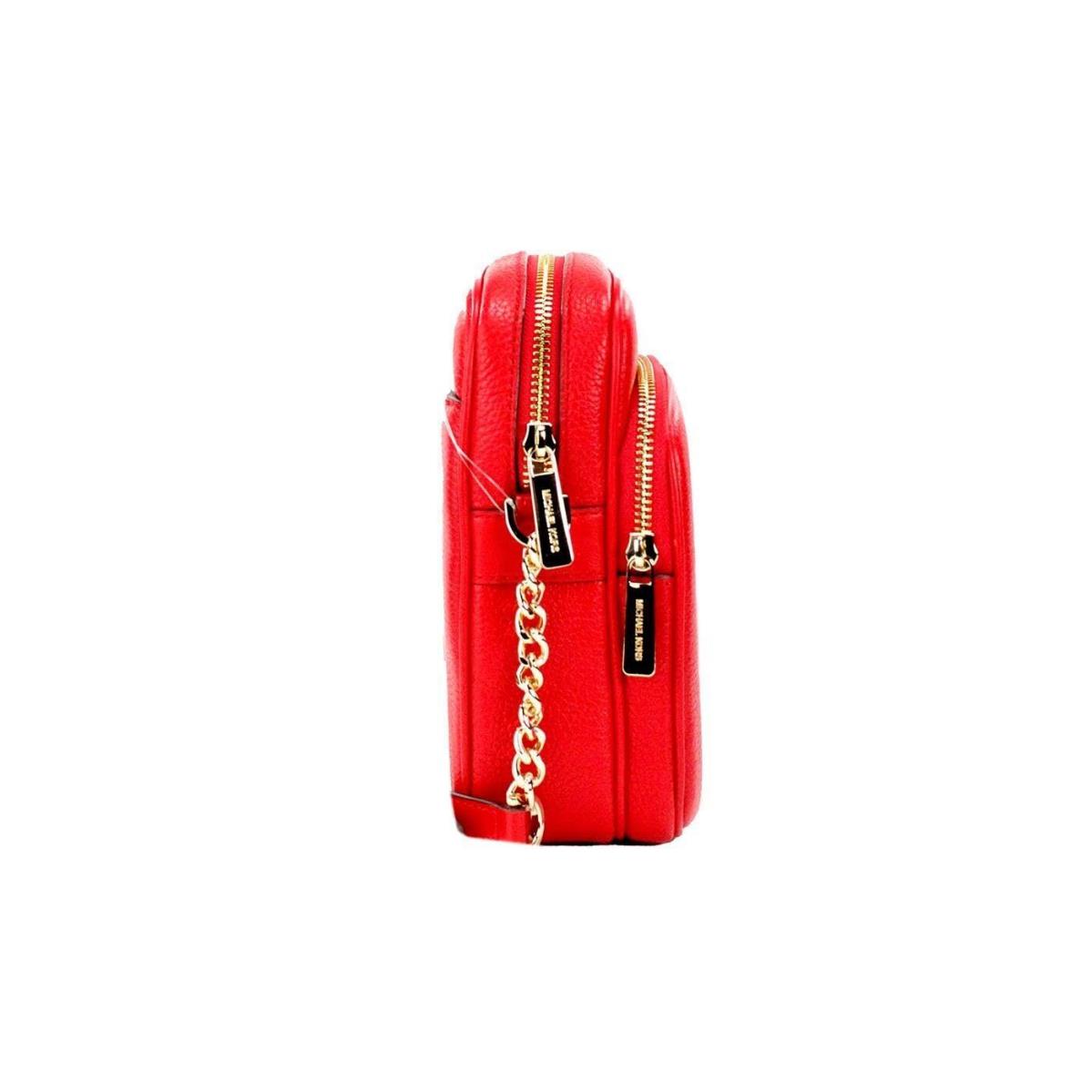 Michael Kors Jet Set Travel Medium Leather Crossbody Bag Bright Red - Exterior: Bright Red