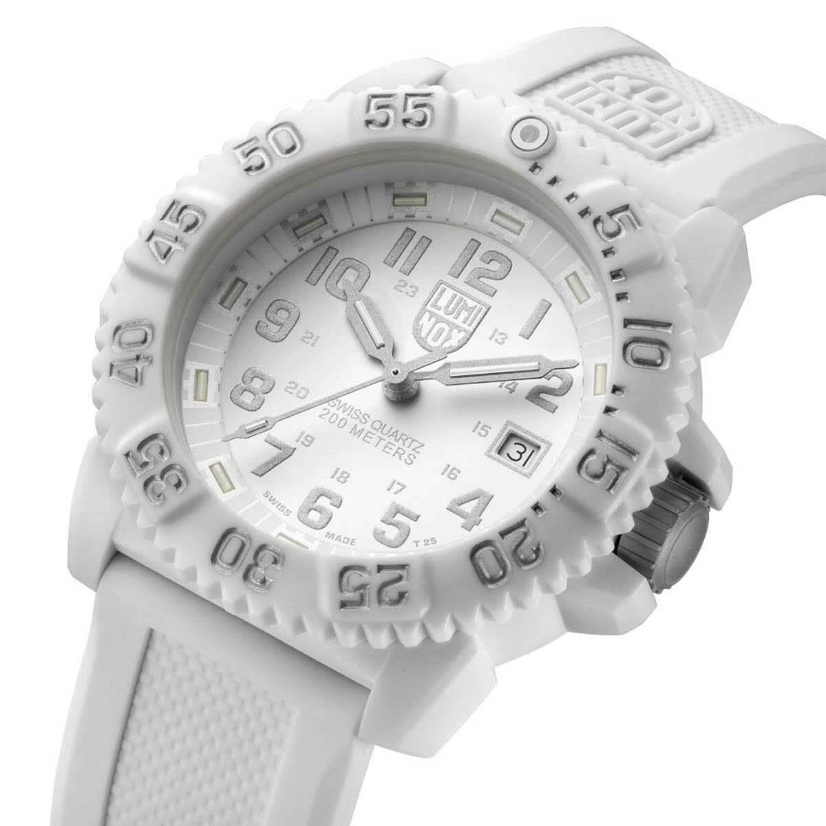 Luminox Navy Seal Colormark PC Fiberglass Rubber Divers Mens Watch XS.3057.WO - Dial: White, Band: White, Bezel: White