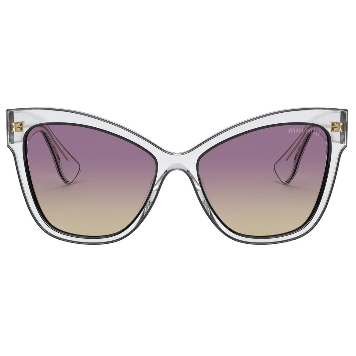 Miu Miu MU08VS 03I09B 56 Sunglasses Clear Frame Yellow Gradient Violet