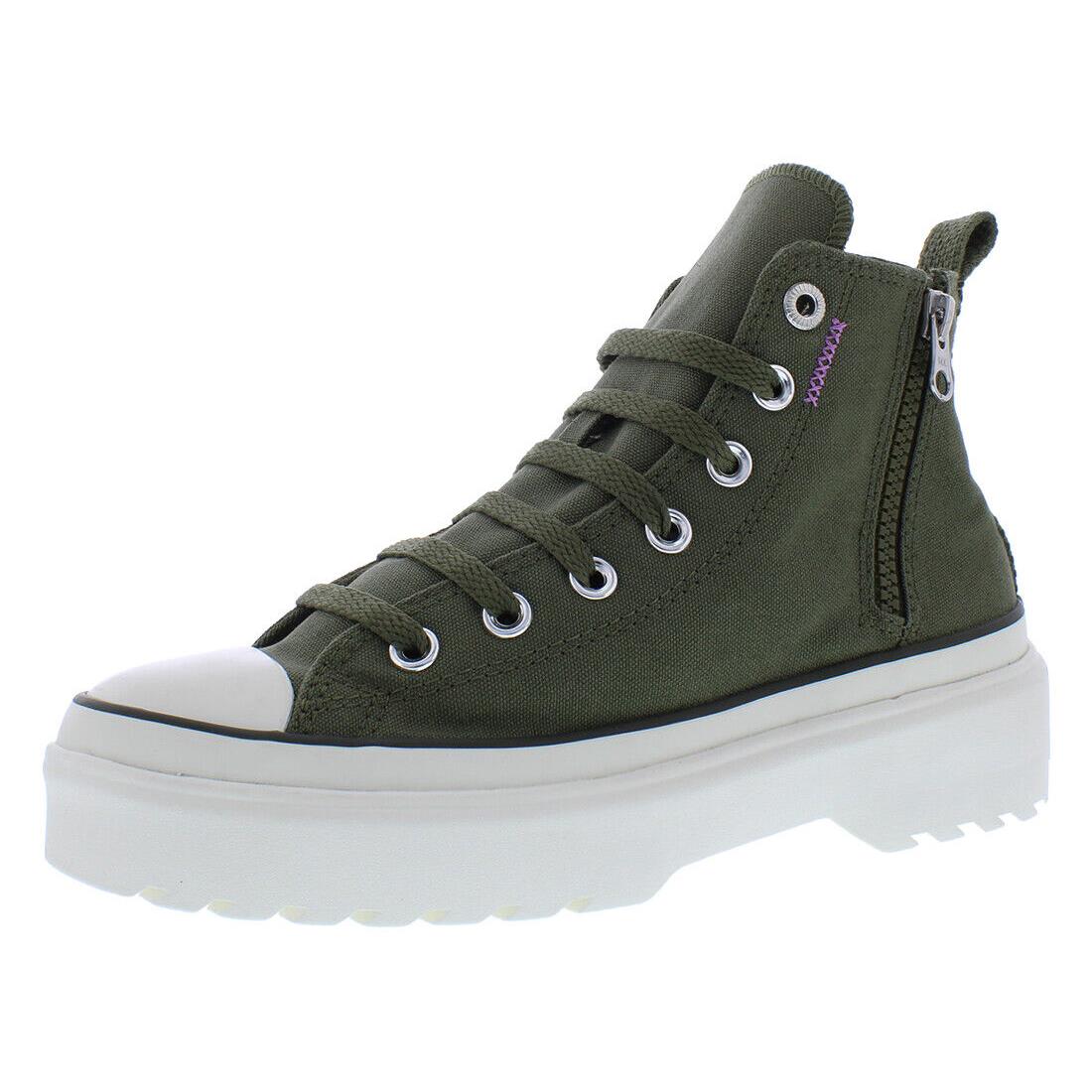 Converse Chuck Tayor All Star Lugged Lift Hi PS Girls Shoes - Utility/Egret/Grape Fizz, Main: Green