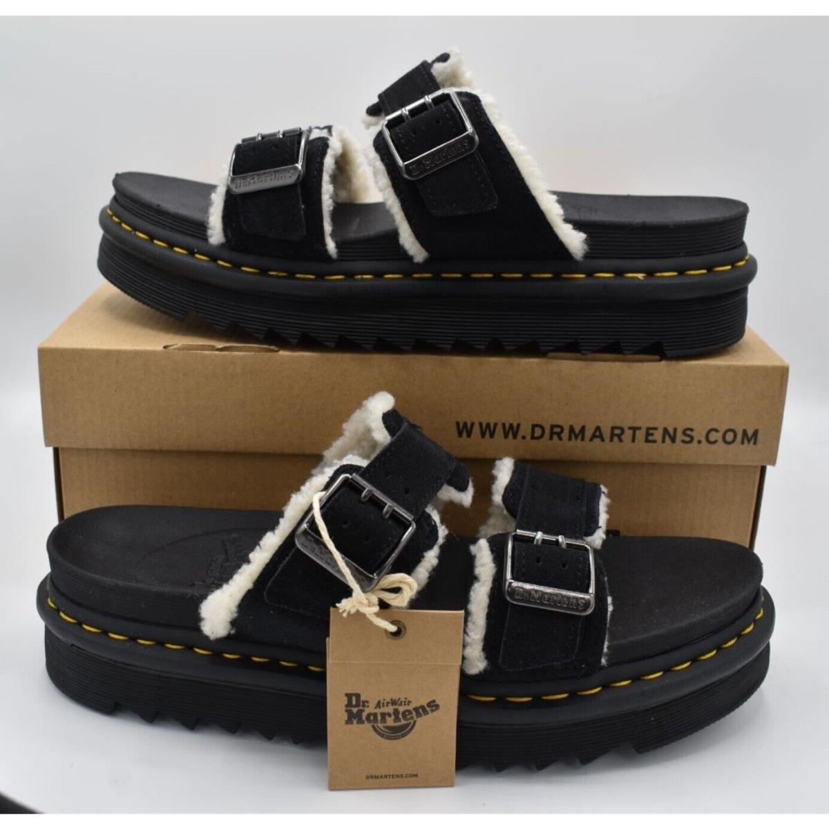 Dr Martens Mens Size 11 Myles Black Suede Buckle Slide Sandals Shoes