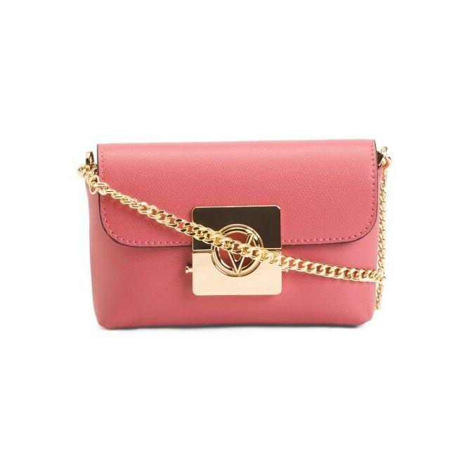 Valentino By Mario Valentino Coral Pink Leather Crossbody Handbag T