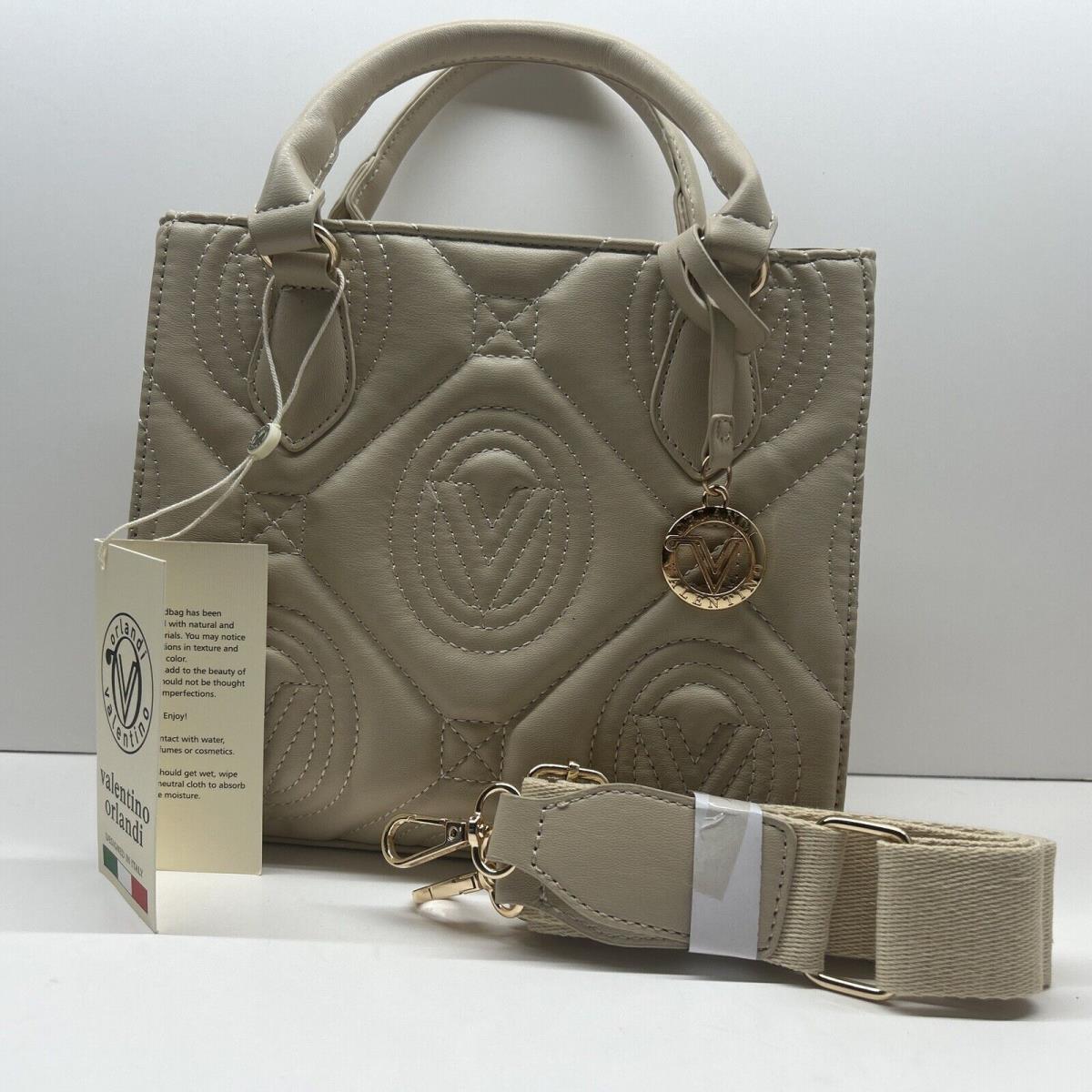 Valentino Orlandi Light Taupe Quilted Monogram Handbag Crossbody