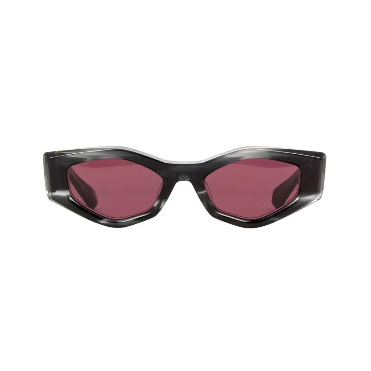 Valentino V - Tre Translucent Black Swirl Light Gold/dark Burgundy Sunglasses