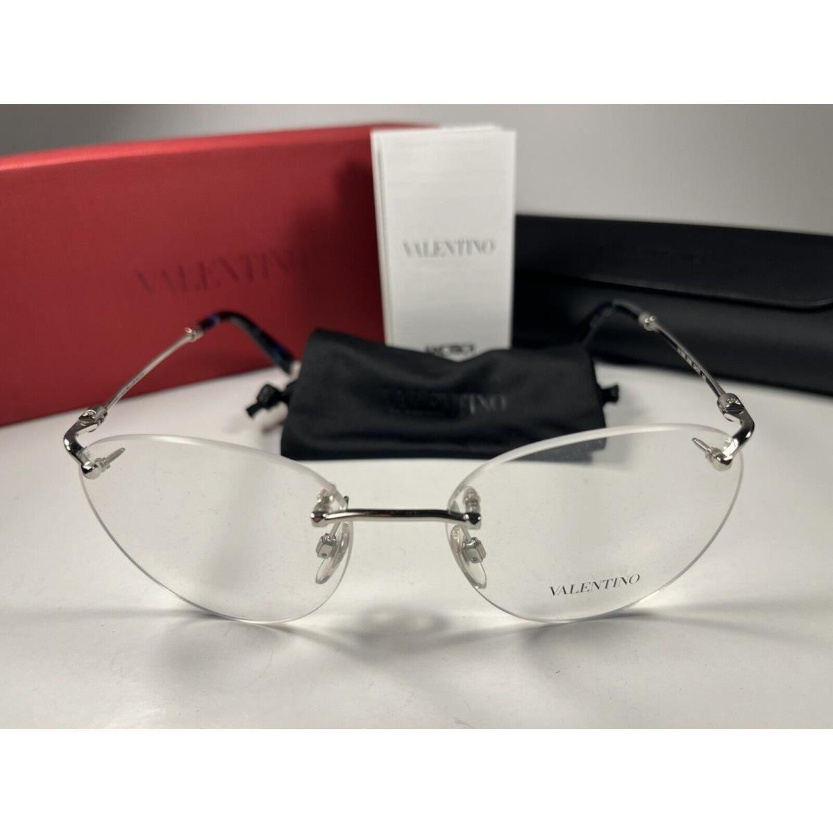 Valentino 1008 Blue Tortoise Silver 3006 Eyeglasses Rimless Frames 54/17