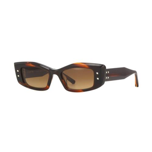 Valentino V- Quattro Translucent Brown Swirl White Gold/brown Shaded Sunglasses