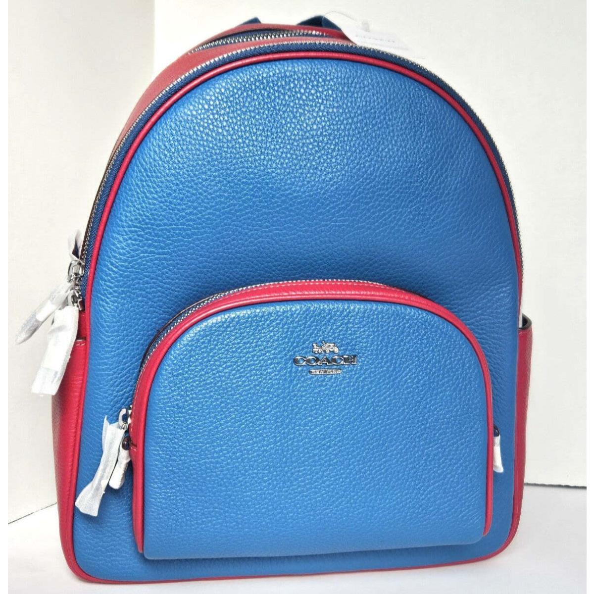 Coach Court Backpack CR768 Large Colorblock Blue Leather Zip Org Pkg