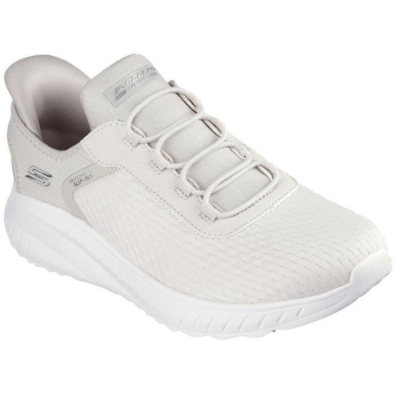 Womens Skechers Slip-ins: Bobs Sport Squad Chaos Off White Mesh Shoes - Ivory