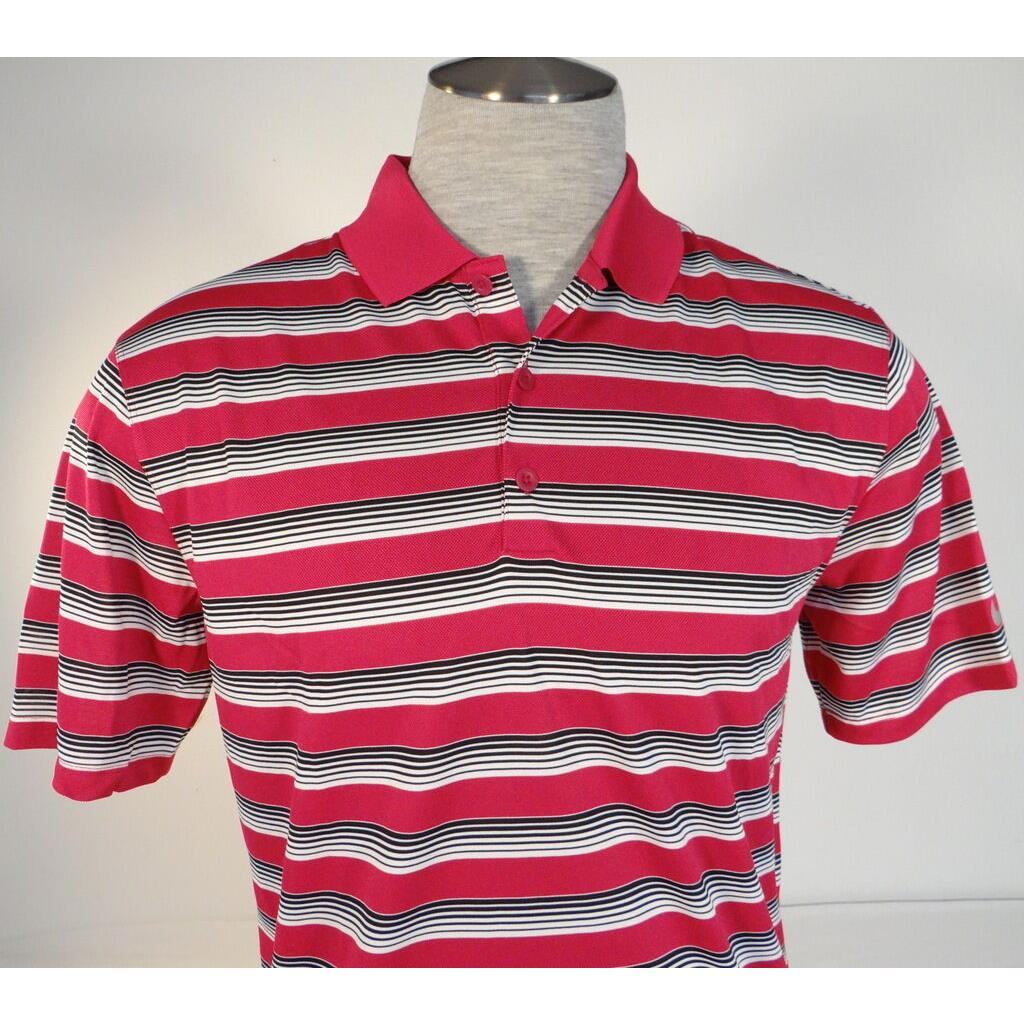 Nike Golf Dri Fit Standard Fit Pink Stripe Short Sleeve Polo Shirt Men`s