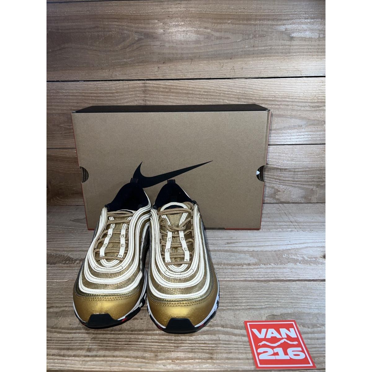 SZ 7.5-9: Nike Air Max 97 OG Metallic Gold White Black Sneakers DQ9131-700