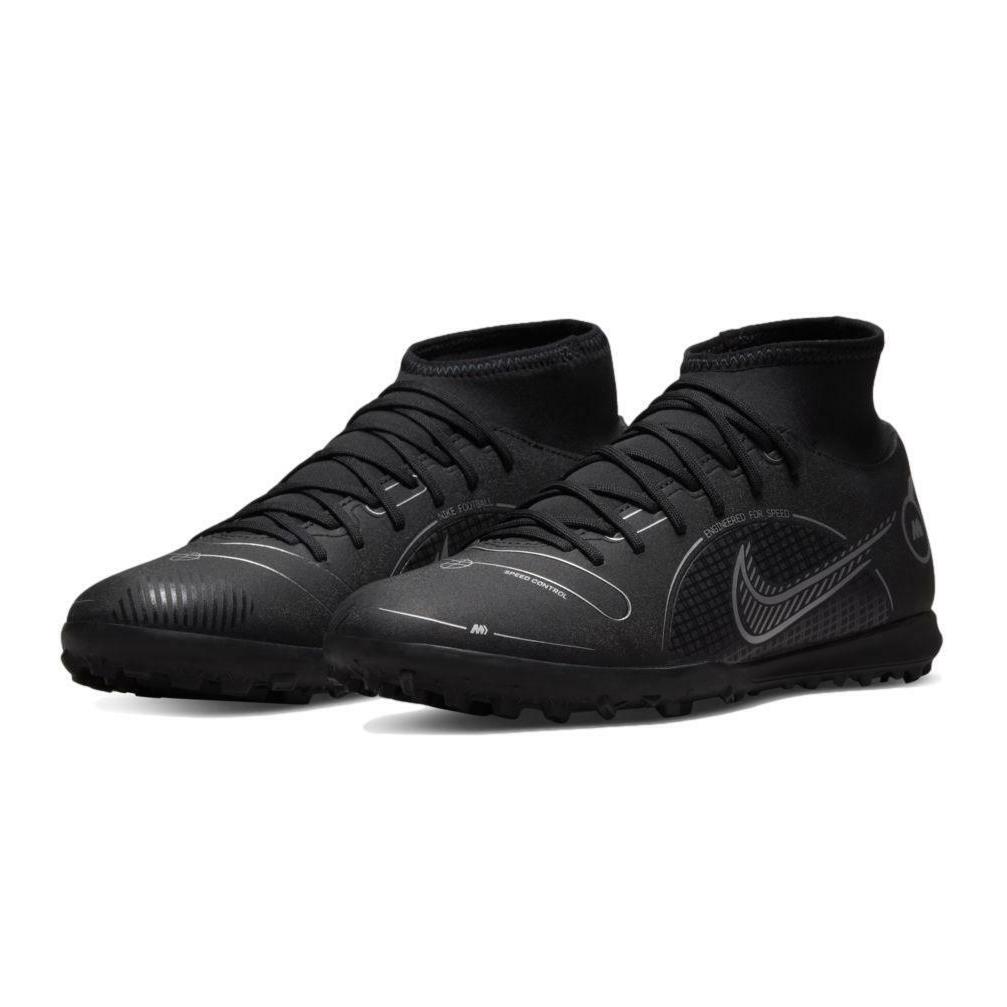 Nike Men`s Mercurial Superfly 8 Club TF `black Silver` Soccer Cleats DJ2909-007 - Black/Metallic Silver