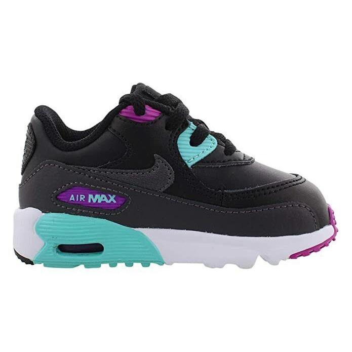 Toddler Size Nike Air Max 90 Leather `south Beach` 833416 033 - Black/Grey/Aurora