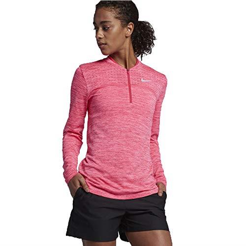 Nike Womens Half Zip Pullover Grey Pink 884973 Pink