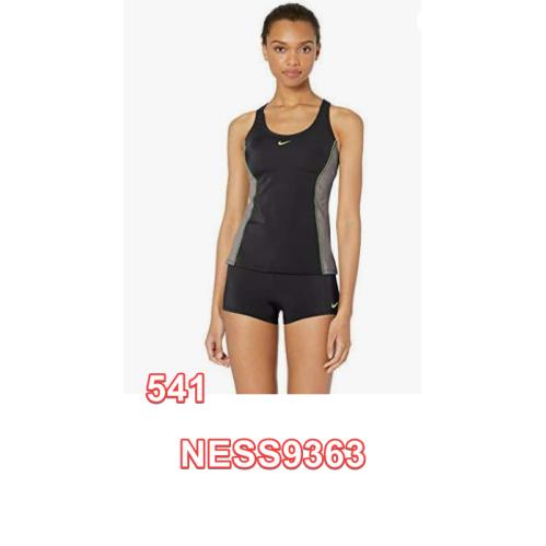 Nike Women`s Standard Color Surge Powerback Tankini Swimsuit Set Gunsmoke M