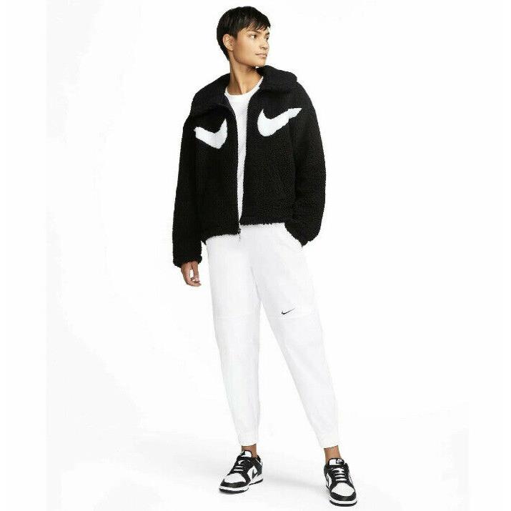 Nike Nsw Swoosh Sherpa Jacket Black White Women s Size Medium