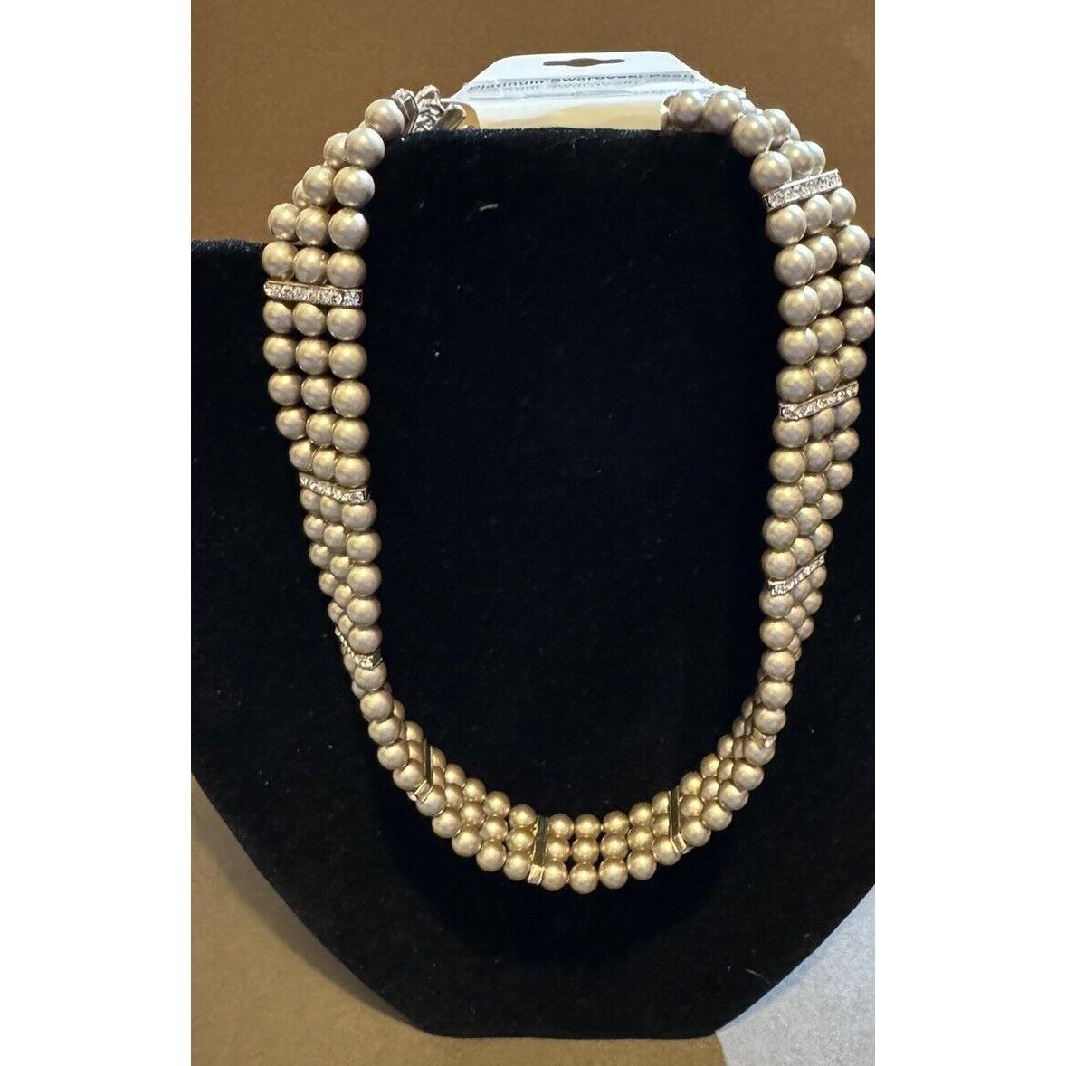 Platinum Swarovski Pearl Necklace Choker Womens Beaded Jewels